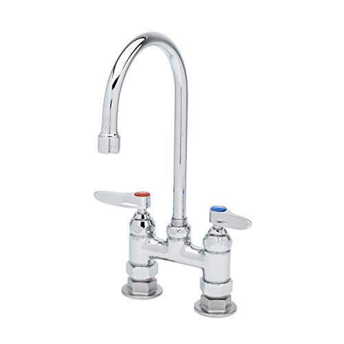 T&S Brass B-0325 Deck Mount Double Pantry Faucet with 4-Inch Centers and Swivel Gooseneck, silver - Image 4