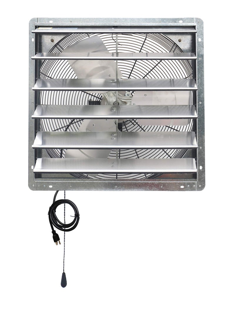 iLIVING ILG8SF24VT 24 inch Shutter Exhaust Attic Garage Grow Ventilation Fan with 2 Speed Thermostat 6 Foot Long 3 Plugs Cord 24  Variable Silver