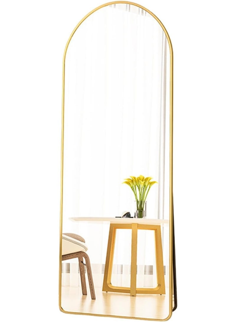 ديكور هيلز مرآة ديكورهيلز مقوسة كاملة الطول 180 × 80 سم | إطار ألومنيوم ذهبي حديث | مرآة مثبتة على الحائط وقائمة على الأرض | مرآة كبيرة لغرفة النوم | مرآة لكامل الجسم لغرفة المعيشة والمكتب المنزلي - Image 1