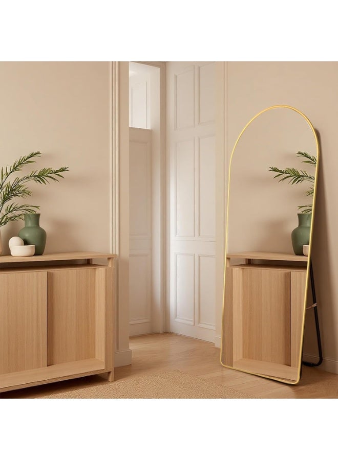 ديكور هيلز مرآة ديكورهيلز مقوسة كاملة الطول 180 × 80 سم | إطار ألومنيوم ذهبي حديث | مرآة مثبتة على الحائط وقائمة على الأرض | مرآة كبيرة لغرفة النوم | مرآة لكامل الجسم لغرفة المعيشة والمكتب المنزلي - Image 3