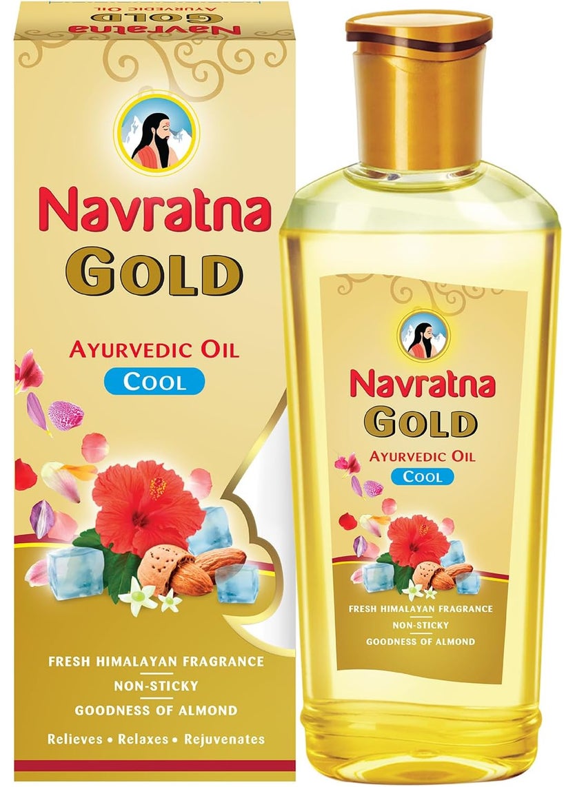 Navratna Gold Ayurvedic Hair Oil | with 24K Gold & 9 Ayurvedic Herbs | Lightweight, Non-Greasy & Fast-Absorbing | Relaxing Head Massage Oil | Deeply Nourishes Hair | 16.91 Fl Oz (500ml) 
