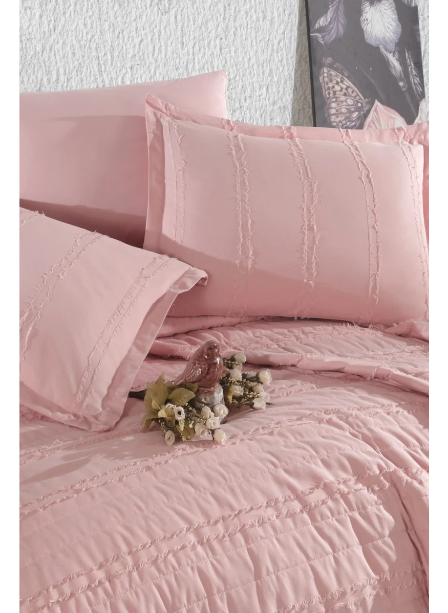 Clasy Ranforce Cotton Double Bedspread Set Avola Powder