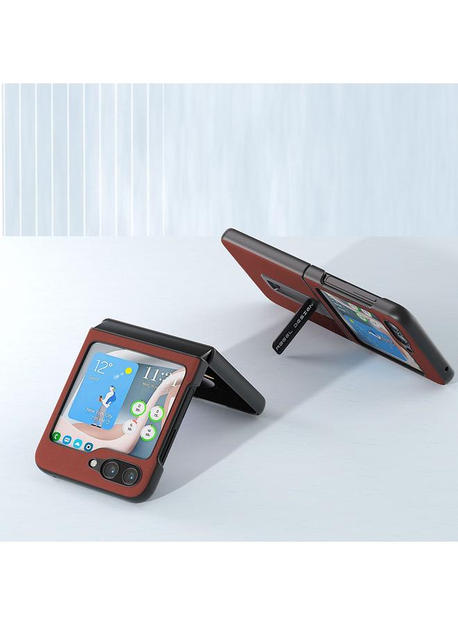 S-TOP Case For Samsung Galaxy Z Flip5 Genuine Silky Soft ABEEL Black Edge Phone Case with Holder - Image 3