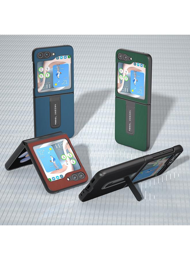 S-TOP Case For Samsung Galaxy Z Flip5 Genuine Silky Soft ABEEL Black Edge Phone Case with Holder - Image 5