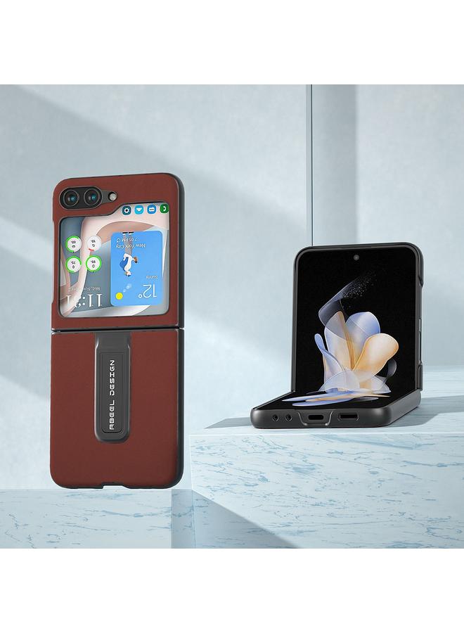 S-TOP Case For Samsung Galaxy Z Flip5 Genuine Silky Soft ABEEL Black Edge Phone Case with Holder - Image 2