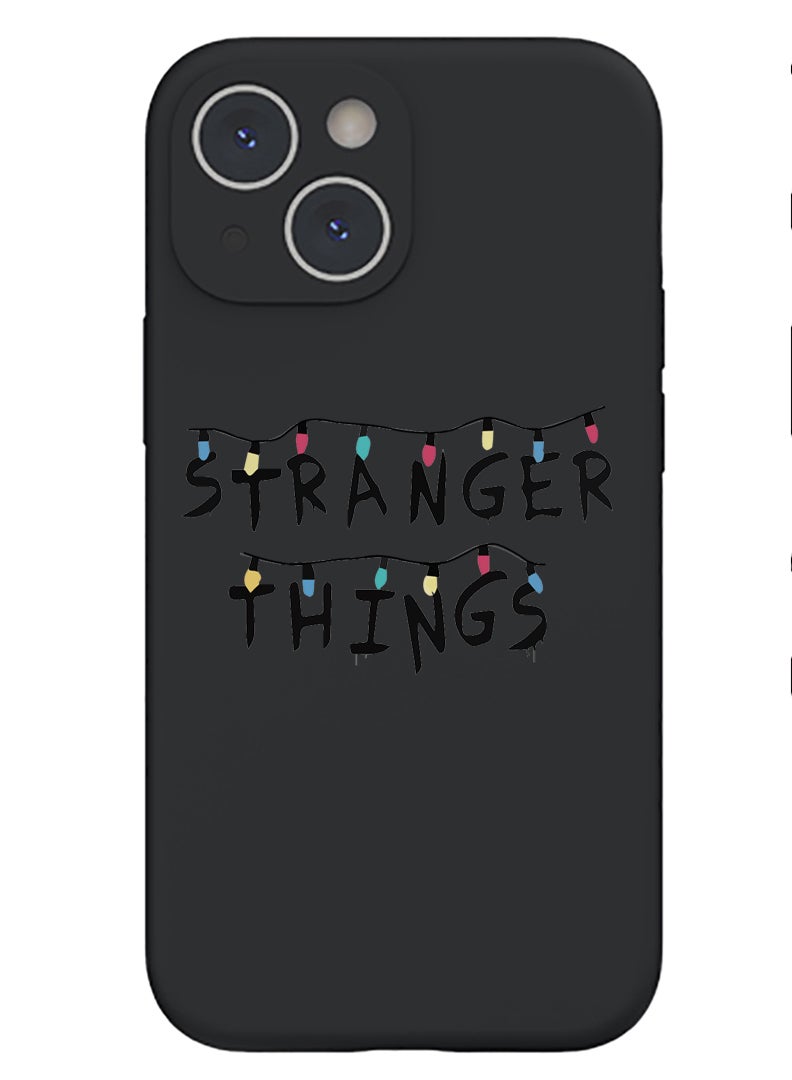Theodor Protective Slim Fit Case Liquid Silicone Cover with Full Body Protection Anti-Scratch Shockproof Case For iPhone 15 Plus Black - Stranger things - Image 1