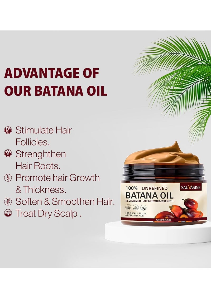 SAUVASINE - Batana Oil for Hair Growth – 100% Pure, Organic, Unrefined – Repairs, Prevents Hair Loss, Boosts Thickness – Men & Women – 4.05 Oz - Image 1