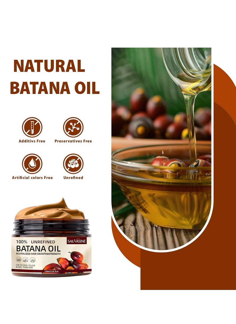 SAUVASINE - Batana Oil for Hair Growth – 100% Pure, Organic, Unrefined – Repairs, Prevents Hair Loss, Boosts Thickness – Men & Women – 4.05 Oz - Image 1