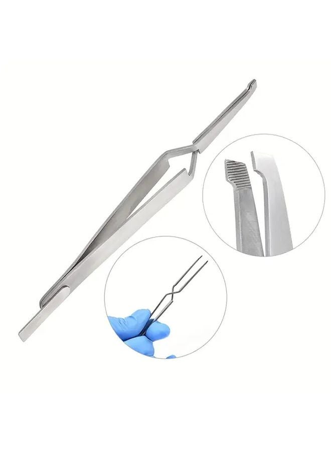 Heavy Duty Stainless Steel Serrated Tweezers With Non Slip Locking Mechanism 1pc - Image 1