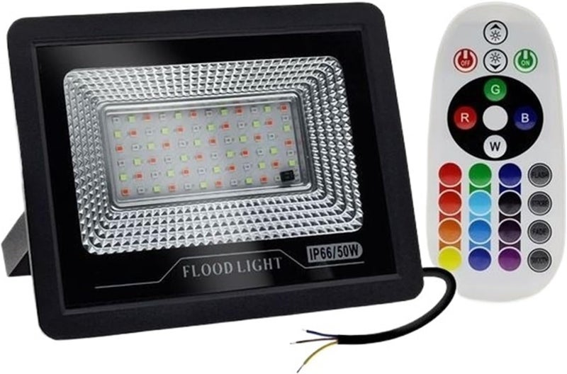 50W RGB Flood Light IP66 Waterproof Outdoor Color Changing Spotlight For Garden Landscape Lighting No Plug - Image 1