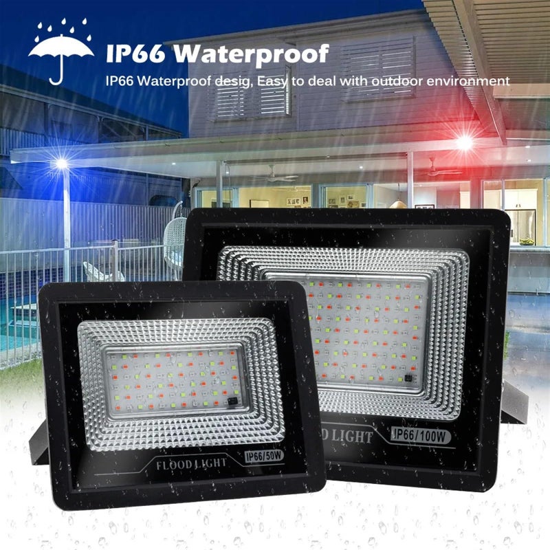 50W RGB Flood Light IP66 Waterproof Outdoor Color Changing Spotlight For Garden Landscape Lighting No Plug - Image 4