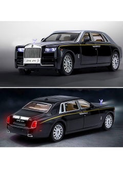 CHE ZHI Exquisite Car Model 1/32 Rolls-Royce Phantom Model Car, Alloy Pull Back Toy Car with Sound and Light for Kids Boy Girl Birthday Gift Black  - Image 1
