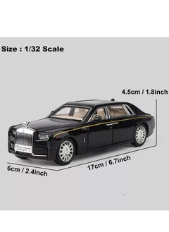 CHE ZHI Exquisite Car Model 1/32 Rolls-Royce Phantom Model Car, Alloy Pull Back Toy Car with Sound and Light for Kids Boy Girl Birthday Gift Black  - Image 4