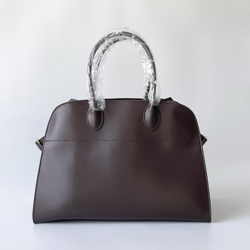 Margaux Series Handbag Same Style As Celebrities, Frosted Cowhide Tote Bag Tr Old Money Style Fashionable Leather Large Bag - Image 3