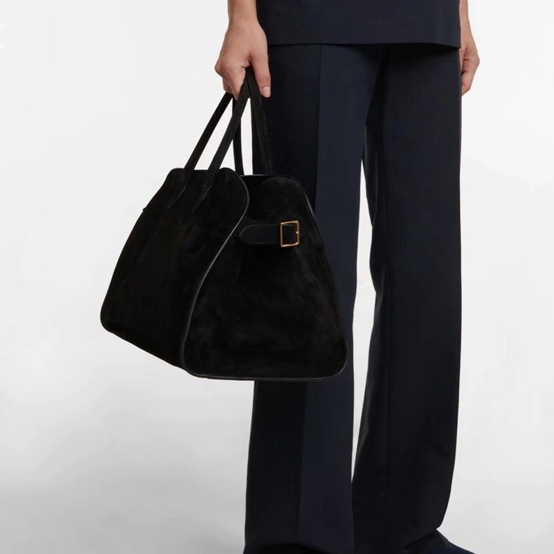Margaux Series Handbag Same Style As Celebrities, Frosted Cowhide Tote Bag Tr Old Money Style Fashionable Leather Large Bag - Image 5