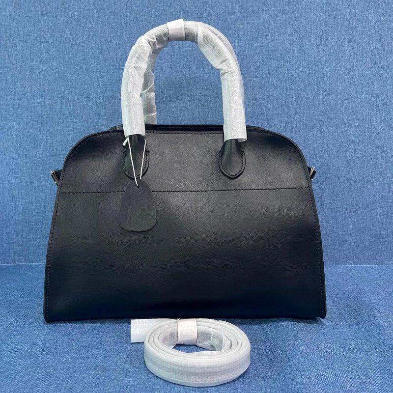 Margaux Series Handbag Same Style As Celebrities, Frosted Cowhide Tote Bag Tr Old Money Style Fashionable Leather Large Bag - Image 1