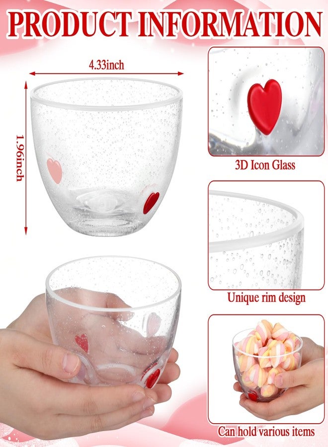 بوتشن طقم أوعية تقديم وجبات خفيفة على شكل قلب من بوتشن، قطعتان، سعة 14 أونصة، مصنوعة من الزجاج الشفاف، مثالية لتقديم الحلوى والحلويات، مع تصميم على شكل قلب، هدية رائعة لحفلات رومانسية وتزيين طاولة الطعام. - Image 3