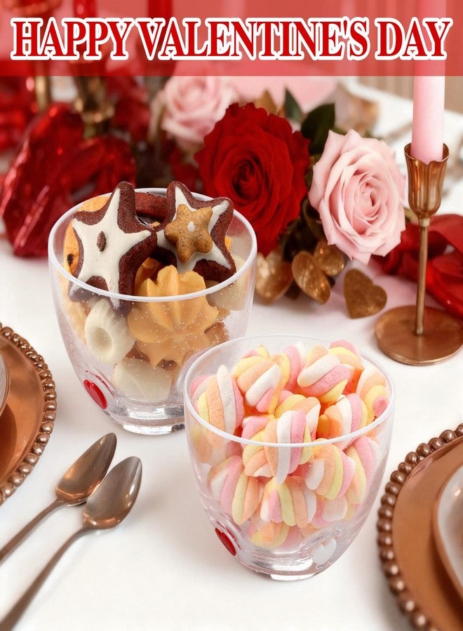 بوتشن طقم أوعية تقديم وجبات خفيفة على شكل قلب من بوتشن، قطعتان، سعة 14 أونصة، مصنوعة من الزجاج الشفاف، مثالية لتقديم الحلوى والحلويات، مع تصميم على شكل قلب، هدية رائعة لحفلات رومانسية وتزيين طاولة الطعام. - Image 4