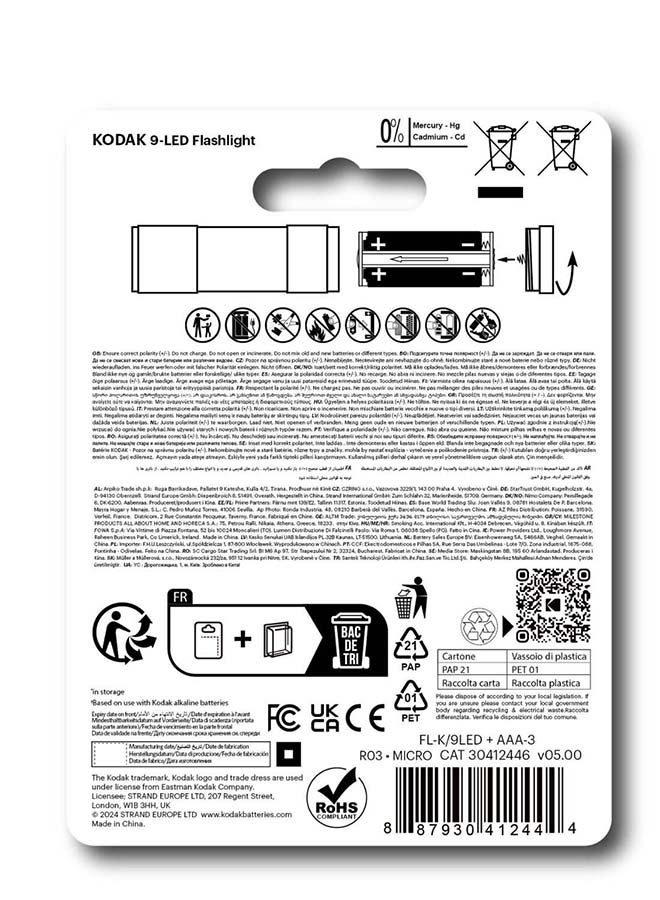 KODAK 9-LED Flashlight | Black Color |  with 3xAAA Batteries Included - Image 2