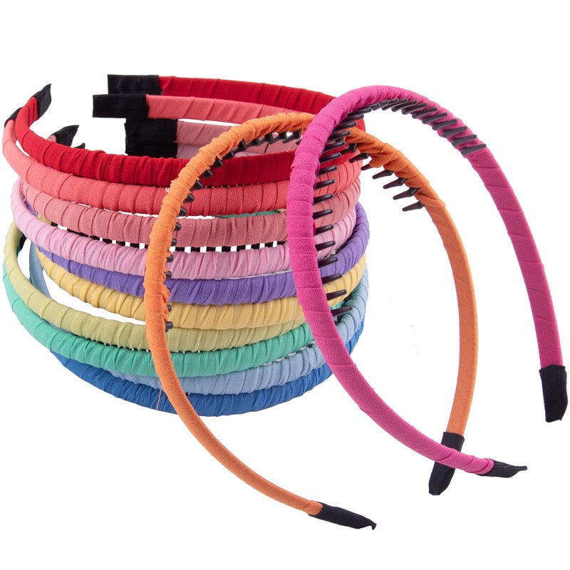 Duufin 12 Pieces Girls Headbands with Teeth Comb Headband Non-slip Colorful Hair Teeth Headbands for Girls, Candy Color - Image 3