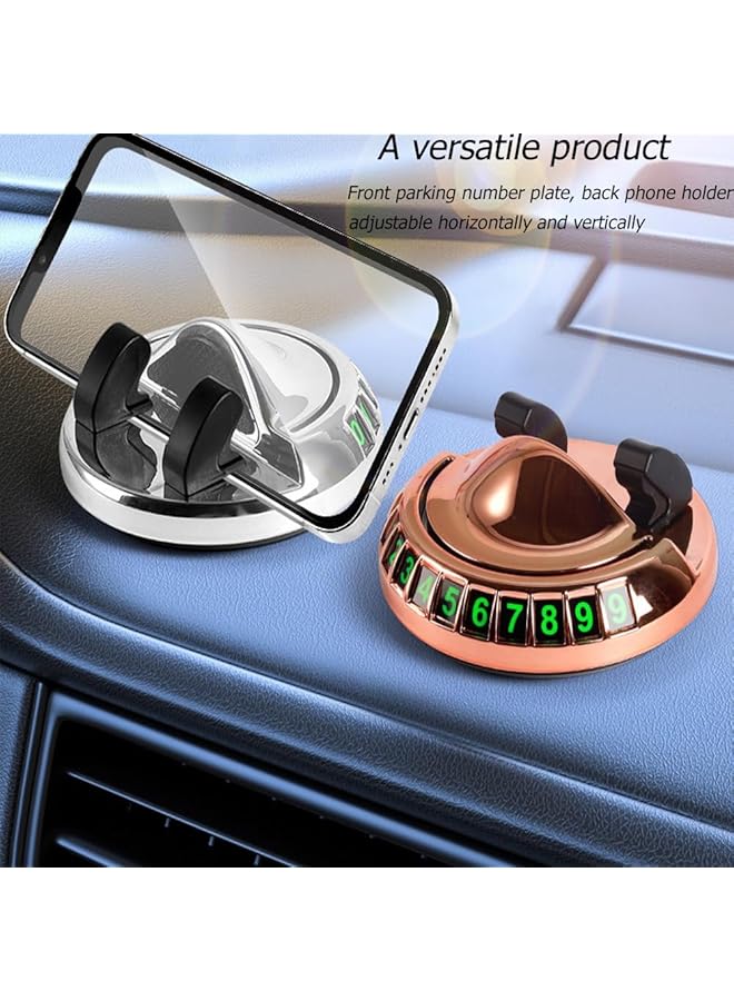 Beauenty New Car Interior Central Control Ornament 2-In-1 Multifunctional Car Phone Holder With 360° Rotation And Temporary Parking Night Light License Plate (Silver) - Image 3