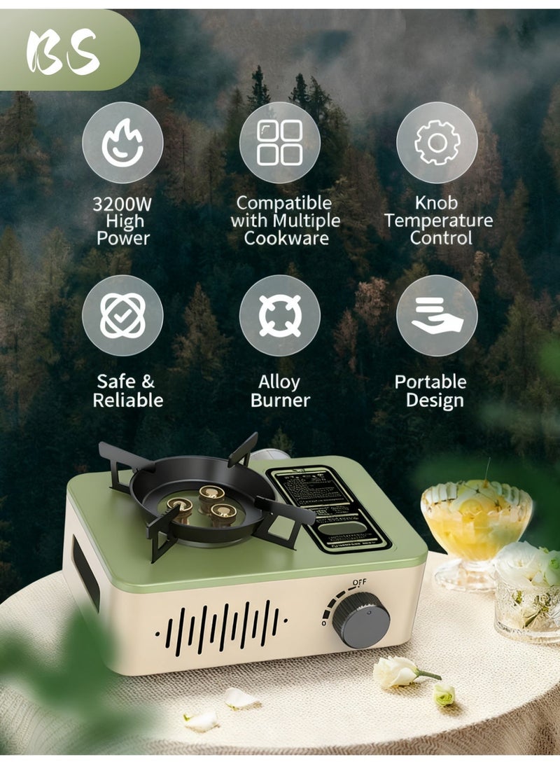 BS 3200W Portable Camping Gas Stove | Mini Camping Stove | Portable Butane Stove | Outdoor Camping Stove | emergency gas stove、camp stove、camping accessories、camping stove、portable gas stove、portable stove | Integrated Automatic Electronic Ignition | Precise Knob Control | Durable High-Quality Steel and Aluminum Alloy | Wide Stand and Stable Base Design - Image 4
