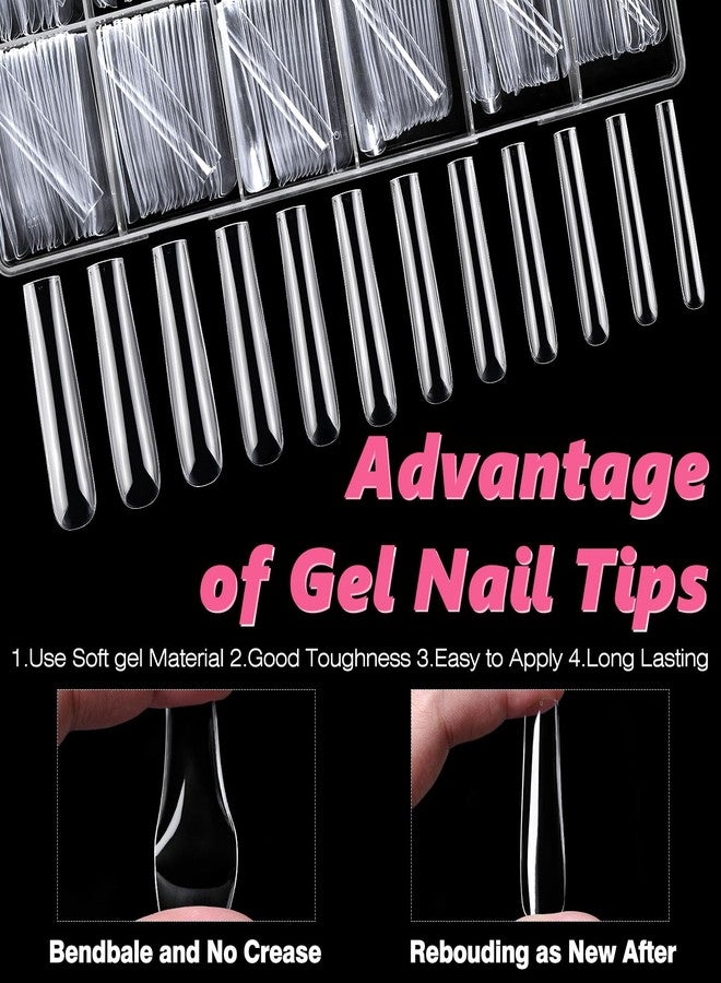 Lifextol 240pc Square Gel Nail Tips Long Fake Nails for Press on Nails Clear Acrylic Nails Tips, 12 Size Full Cover Nail tips Square Soft Gel Nail Tip False Nails Extension Artificial Fingernail - Image 2