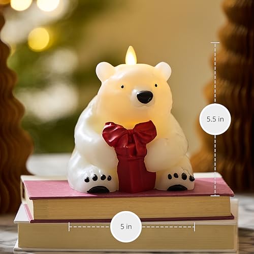 Luminara Flickering Flameless Candle 5 x 55 Battery Operated Timer Function Remote Ready Sold Separately Polar Bear wGift Moving Flame LED Light Figural Decor for Christmas Winter Holidays - Image 3