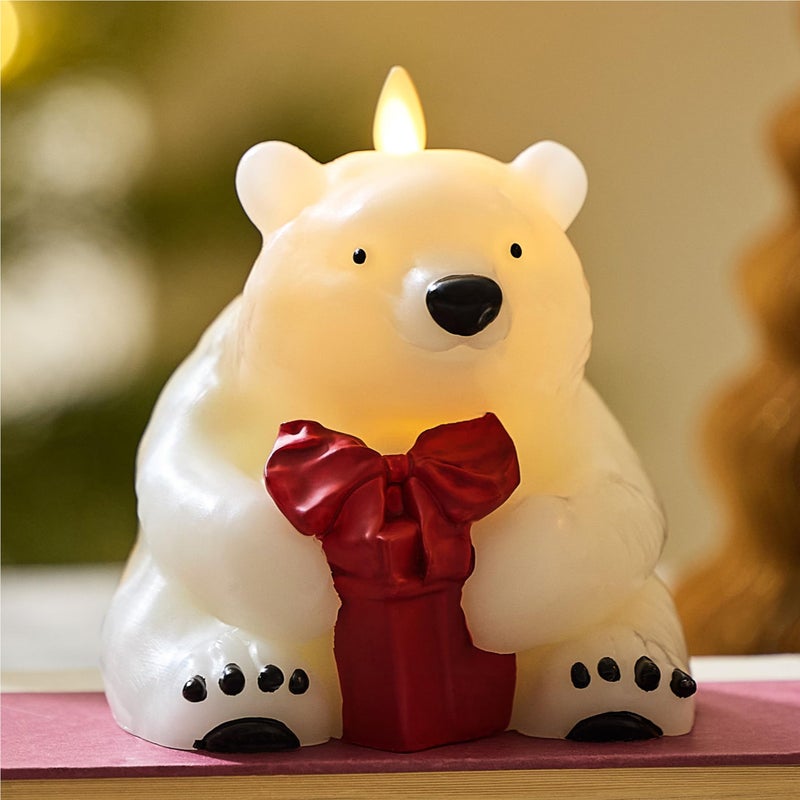 Luminara Flickering Flameless Candle 5 x 55 Battery Operated Timer Function Remote Ready Sold Separately Polar Bear wGift Moving Flame LED Light Figural Decor for Christmas Winter Holidays - Image 2
