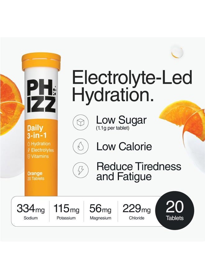 PHIZZ Electrolytes, Multivitamin & Hydration Tablets - 20 Effervescent Rehydration Electrolyte Tablets - 18 Vitamins & Minerals, Vitamin C, Vegan, Vegetarian & Low Calorie (Orange, 20 Tablets) - Image 2