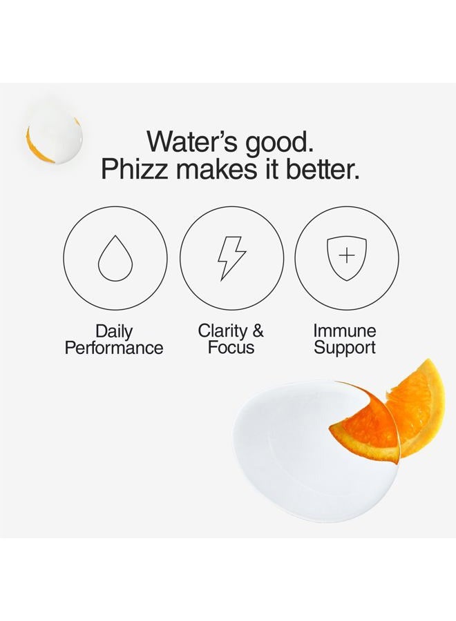PHIZZ Electrolytes, Multivitamin & Hydration Tablets - 20 Effervescent Rehydration Electrolyte Tablets - 18 Vitamins & Minerals, Vitamin C, Vegan, Vegetarian & Low Calorie (Orange, 20 Tablets) - Image 5
