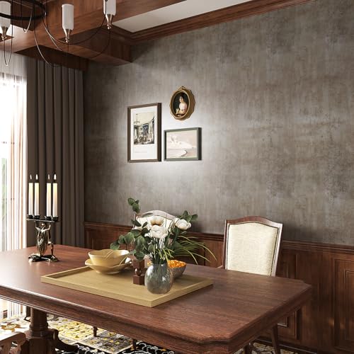 VaryStyle Metallic Brown Concrete Wallpaper Industrial Cement Wallpaper Peel and Stick Textured Concrete Contact Paper for Walls Self Adhesive Waterproof Vinyl Wrap for Kitchen Bathroom 15.7"x118" - Image 1