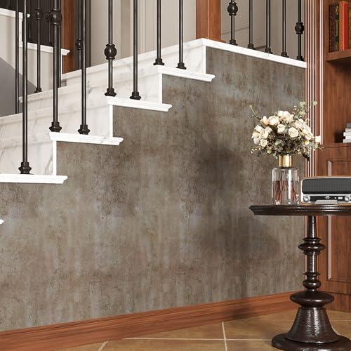 VaryStyle Metallic Brown Concrete Wallpaper Industrial Cement Wallpaper Peel and Stick Textured Concrete Contact Paper for Walls Self Adhesive Waterproof Vinyl Wrap for Kitchen Bathroom 15.7"x118" - Image 2