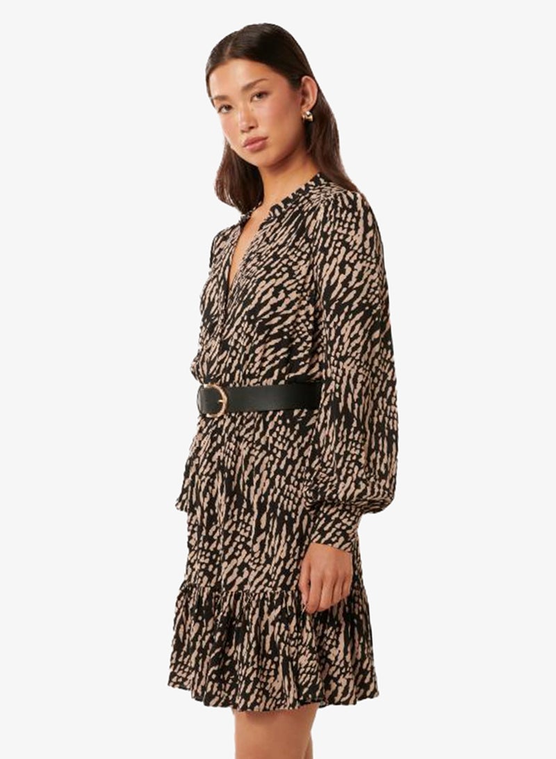 forever new Hollie Belt Detail Printed Puff Sleeve Mini Dress - Image 3