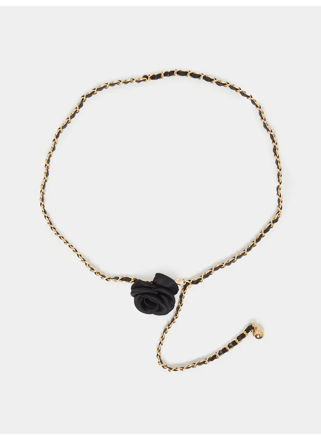 ستايلي Styli Black Flower Chain Belt
