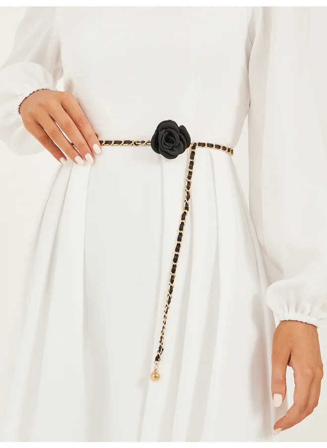 ستايلي Styli Black Flower Chain Belt