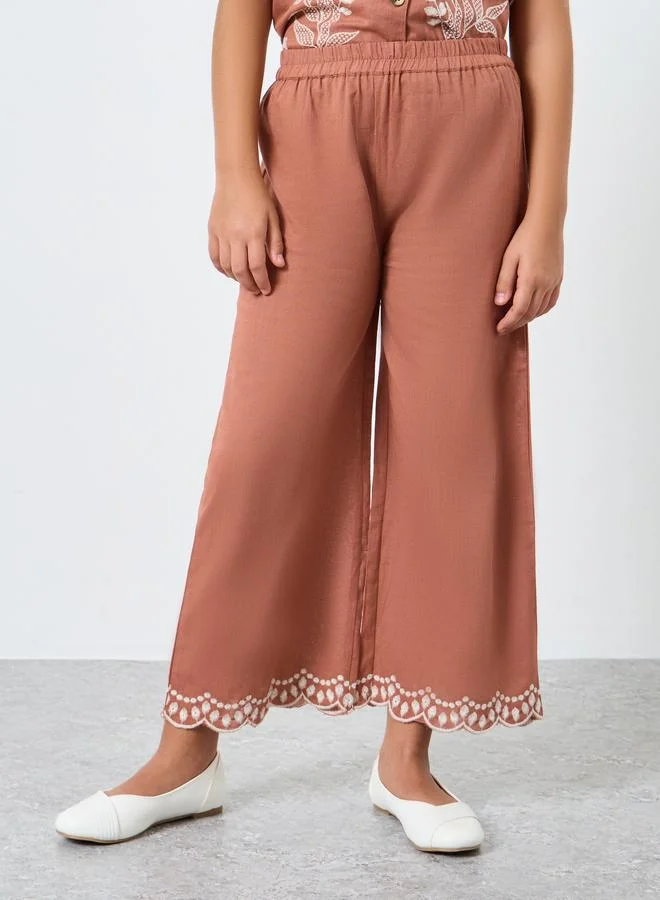ستايلي Styli Girls Rust Embroidered Hem Culottes