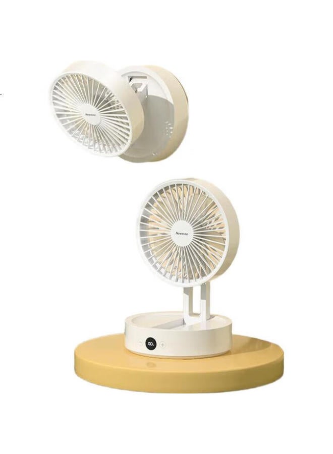 Newmine Desktop Usb Rechargeable Fan For Office, Student Dorm, Bedside, High Airflow, Foldable Portable Electric Fan, White - Image 1
