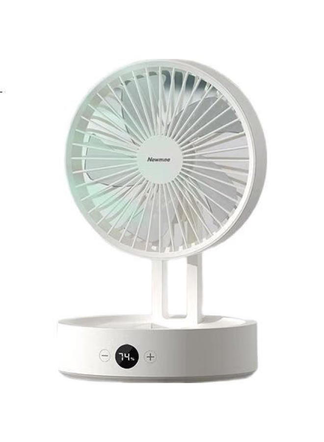 Newmine Desktop Usb Rechargeable Fan For Office, Student Dorm, Bedside, High Airflow, Foldable Portable Electric Fan, White - Image 2