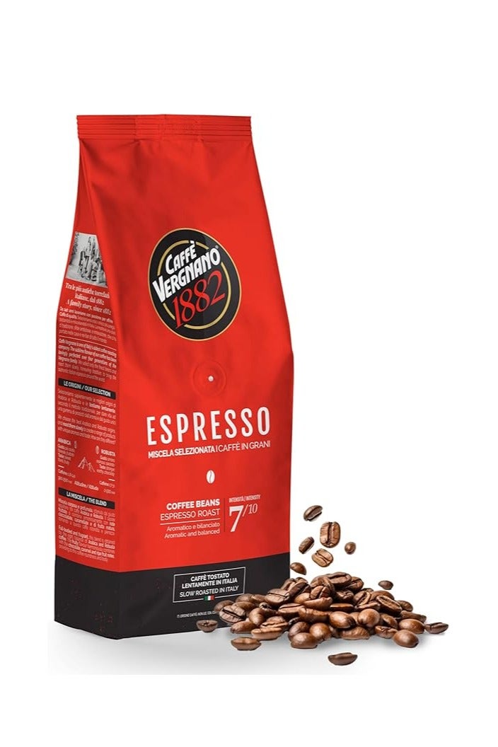 CAFFE' VERGNANO 1882 Whole coffee beans, Espresso 7/10, from Caffè Vergnano 1882, a pack containing 500 grams of whole coffee beans. - Image 1