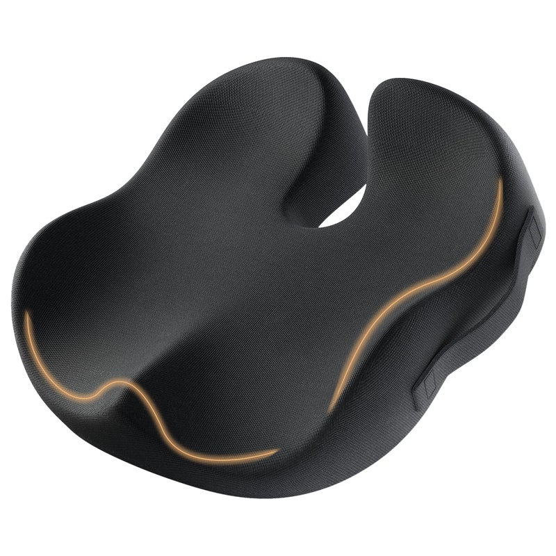 ProtoArc Seat Cushion Office Chair Cushion for Sciatica Coccyx Cushion Ergonomic Memory Foam Seat Cushion for Car Home Pressure Relief Pad for Hip Tailbone All Day Comfort Black