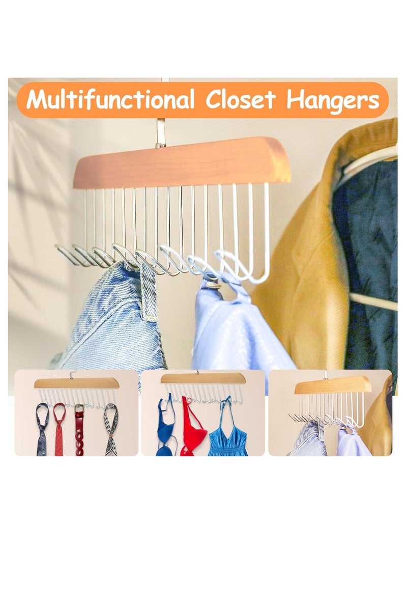 Multifunctional Hook Hangers, 4Pcs 8 Hooks Non-Slip Underwear Hanger with 360° Swivel, Sturdy Metal Belt/Tie Rack for Bra, Scarf, Hat, Necklace - Wardrobe Closet Storage Space Saver  - Image 3