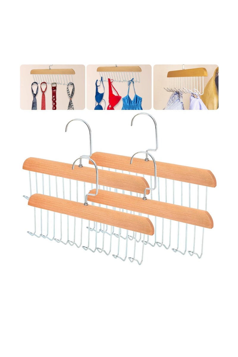 Multifunctional Hook Hangers, 4Pcs 8 Hooks Non-Slip Underwear Hanger with 360° Swivel, Sturdy Metal Belt/Tie Rack for Bra, Scarf, Hat, Necklace - Wardrobe Closet Storage Space Saver  - Image 1