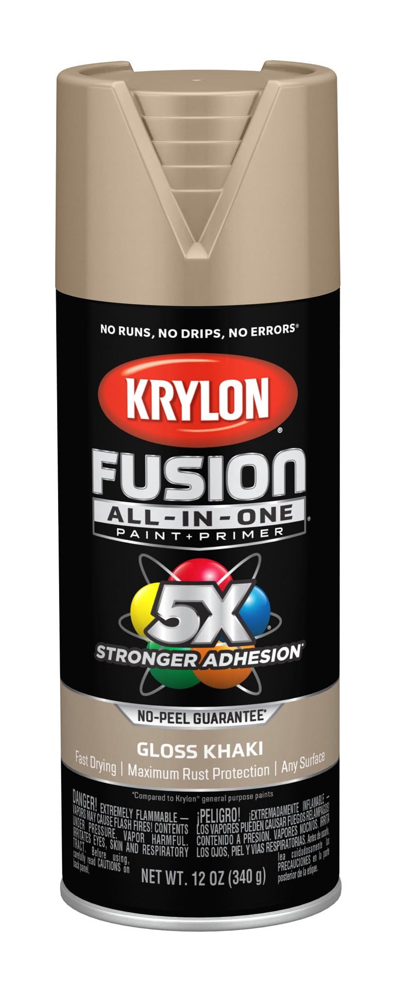 Krylon Fusion All-In-One Adhesive Spray Paint for Indoor/Outdoor Use, 12 oz, Khaki - Image 1