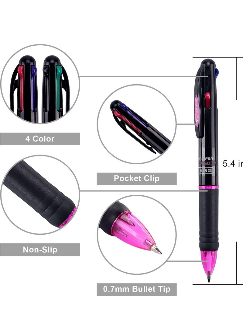 8-Pack Multicolor Retractable 4-in-1 Ballpoint Pens, 0.7mm Fine Tip for Office, School Supplies, Planner, Writing, Diary, Perfect Gift Pens. - Image 3