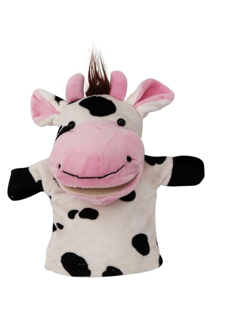 Farm Animal Hand Puppet Soft Plush with Movable Mouth and Arms for Storytelling, Role Playing and Preschool Teaching, Educational and Fun Puppet for Friends, Educational and Fun Birthday Gift (Cow) - Image 1