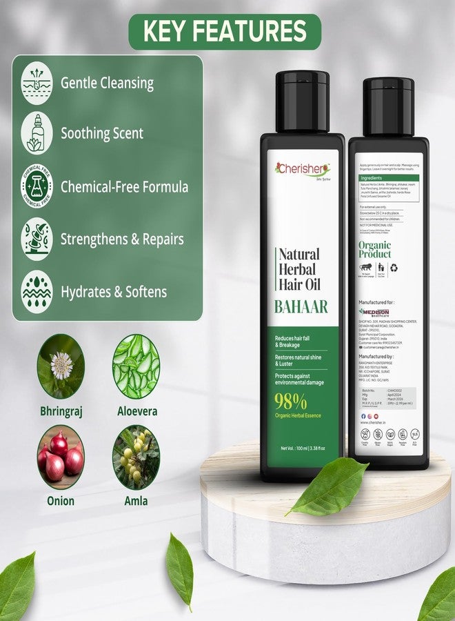 Cherisher "Bahaar" Hair Growth Oil for Women & Men | 100ml Herbal Hair Oil for Hair Fall Control & Regrowth | Ayurvedic Formula with Natural Herbs | Lightweight, Non-Greasy, Nourishing for All Hair Types - Image 4
