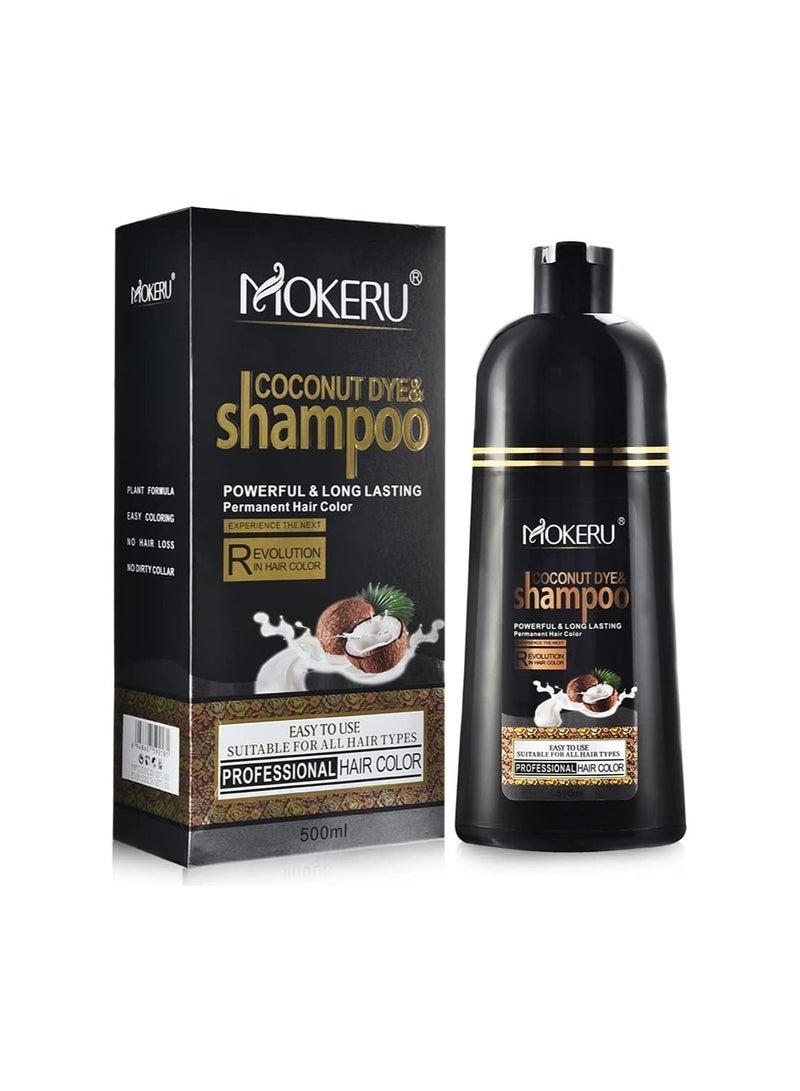 MOKERU Coconut Dye and Shampoo Longlasting Hair Colour Natural Black - Image 1