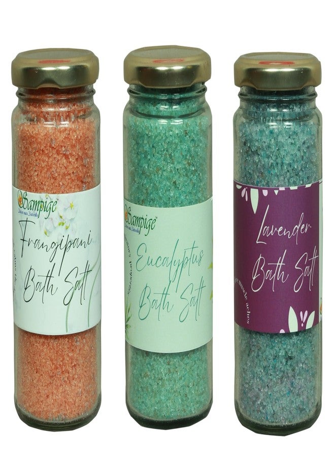 Sampige Tranquil Botanical Bliss: Sampige Eucalyptus, Lavender & Frangipani Bath Salt| BlendBath salt Combo Eucalyptus lavender and Fringipani| Spa-like indulgence|250 * 3 (750 gram) - Image 1