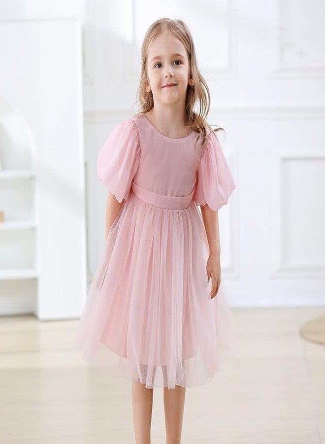 Tutu.kk Baby Girls Tutu Dress Puff Sleeve Backless Twirly Flared Birthday Party Princess Flower Girl Dresses Pink 12-18 Months - Image 4